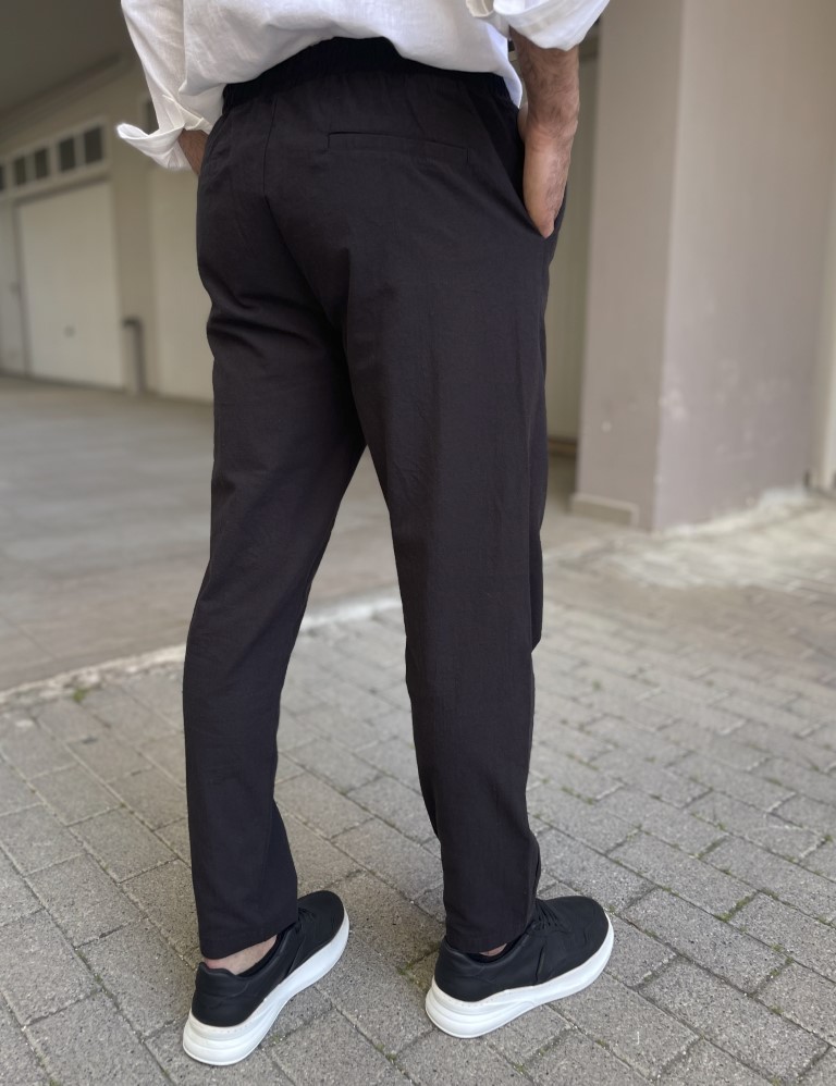 Marrakech ανδρικό μαύρο υφασμάτινο παντελόνι με λάστιχο PNT2099 φωτογραφία